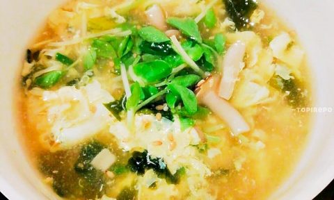 中華風 豆苗とふんわり卵のスープ